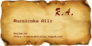 Ruzsicska Aliz névjegykártya